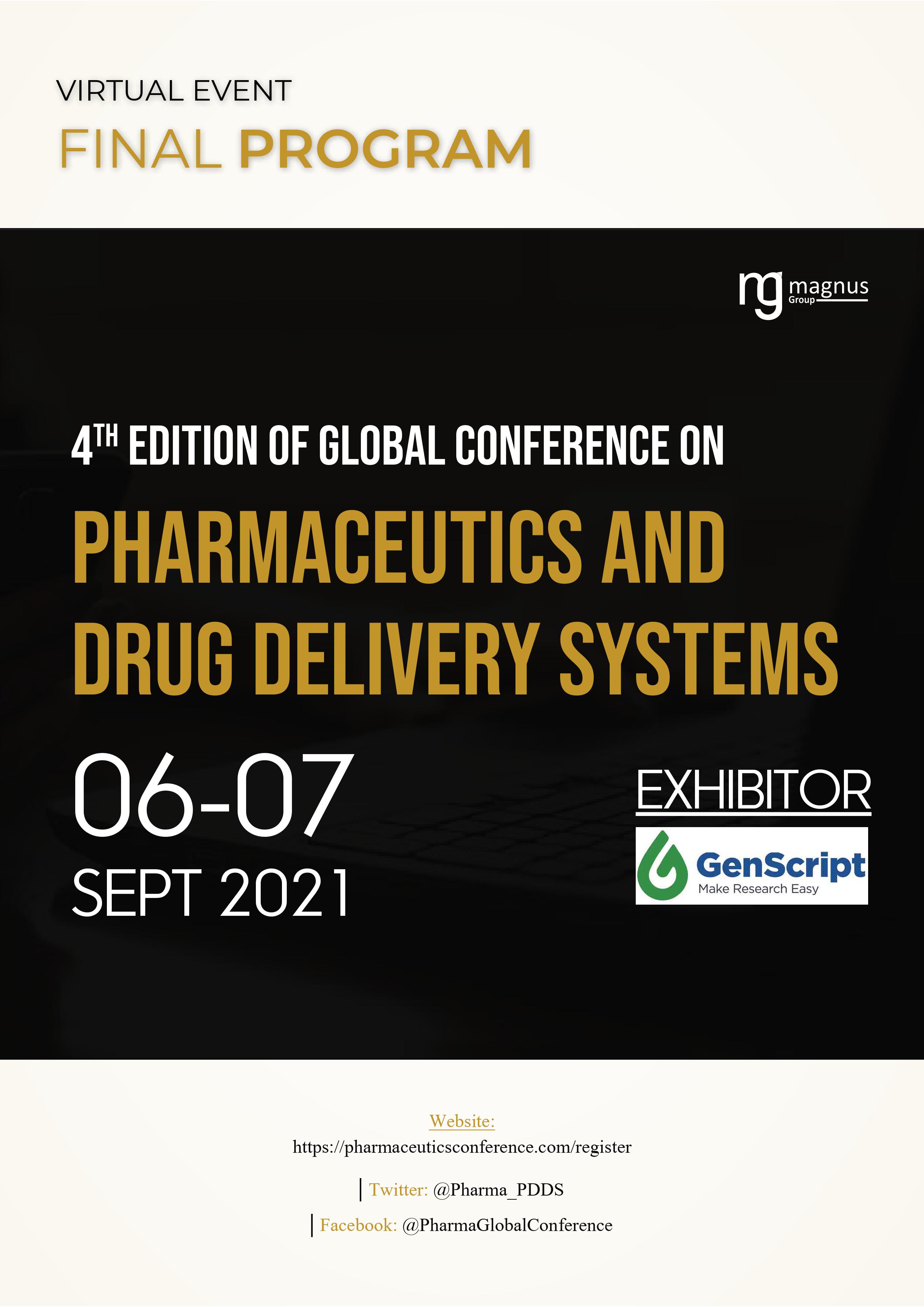 4th Edition of Global conference on Pharmaceutics and Drug Delivery Systems | Rome, Italy Program